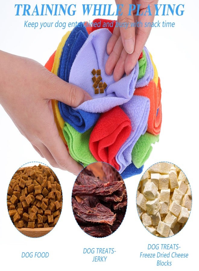 AojSup 2 Packs Snuffle Ball for Dogs - Sniffle Interactive Treat Ball, Stress Relief, Slow Feeder, Puzzle Toy for Small Medium Dogs Cats, Soft Polar Fleece, Rainbow & Ocean Blue, 5.9 Inches - Image 5